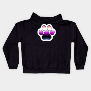 Genderfluid Pride Paw Kids Hoodie